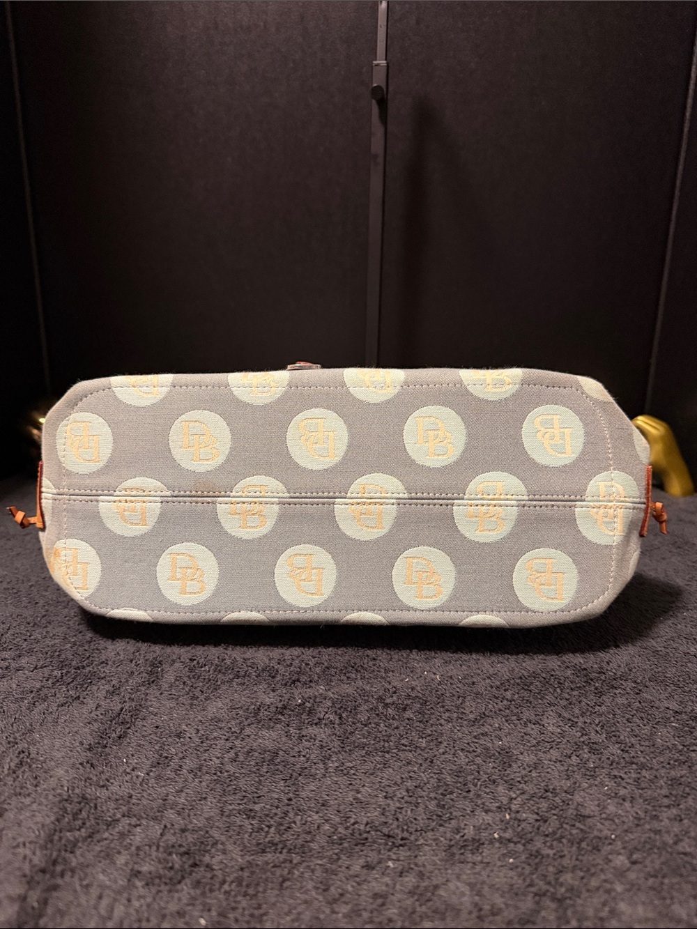 Dooney & Bourke Light Blue Canvas Satchel with Tan Leather Trim - Picture 6 of 8